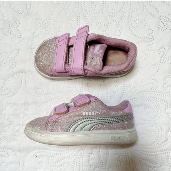 Puma Pink Glitter Sneakers Size 6 - Picture 7 of 10